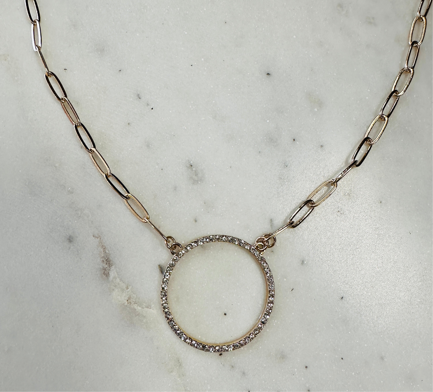 RHINESTONE CHARM NECKLACE - Jolie Femme Boutique
