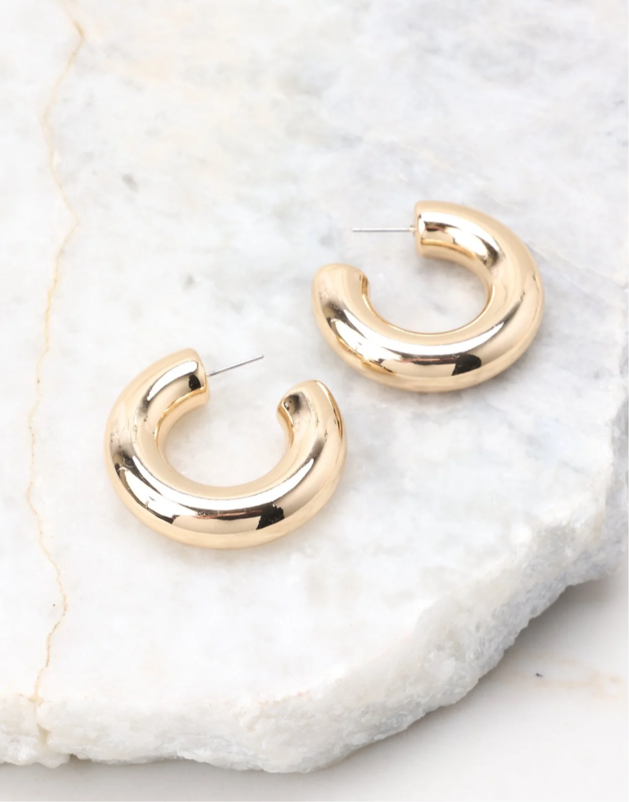 1 Inch Chunky Gold Hoop - Jolie Femme Boutique