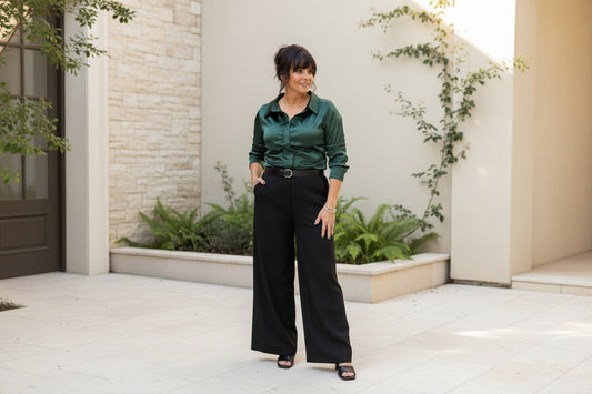 Green Satin Ruched Top - Jolie Femme Boutique