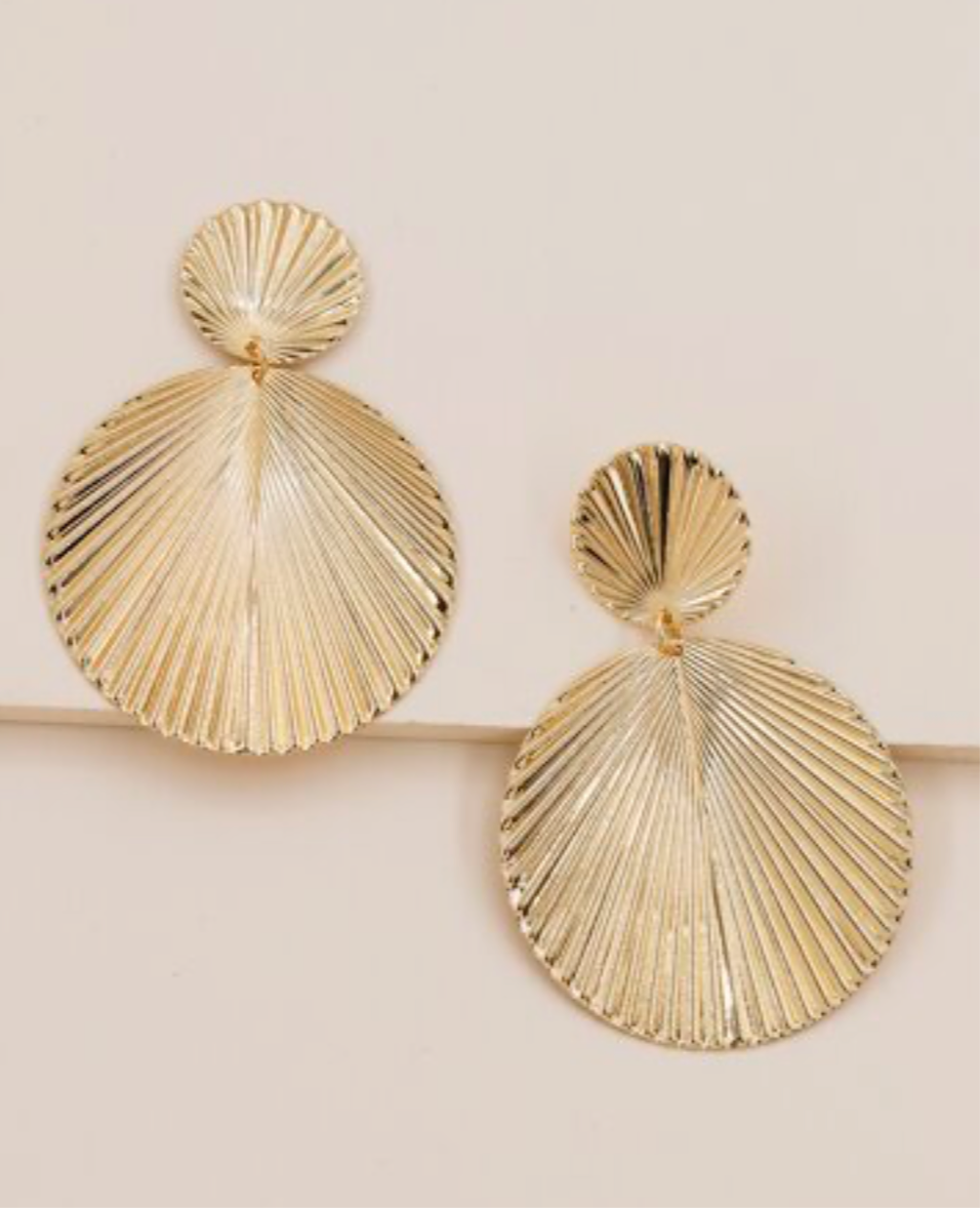 Ribbed Round Drop Earring - Jolie Femme Boutique