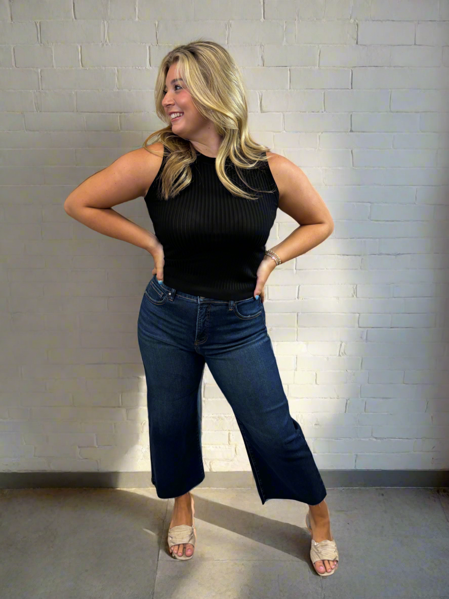 Black Ribbed Knit Tank Top - Jolie Femme Boutique