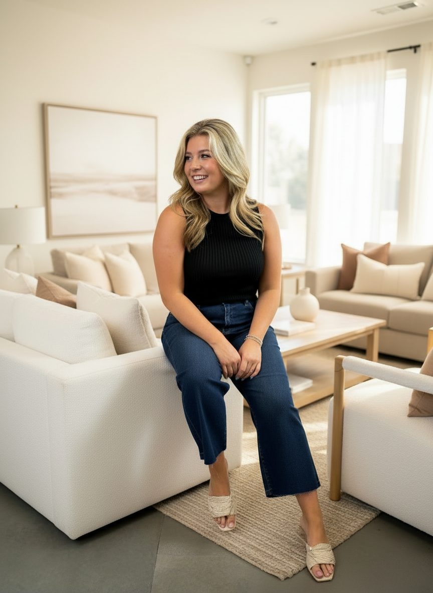 Black Ribbed Knit Tank Top - Jolie Femme Boutique