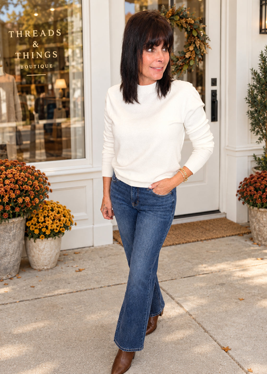 Ivory Crew Neck Sweater