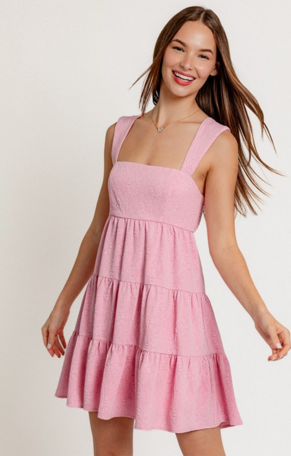 Wide Strap Tiered Mini Dress