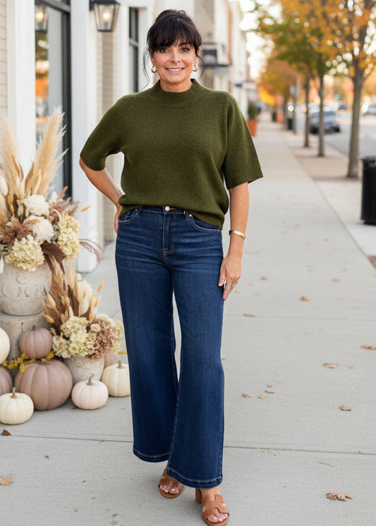 Olive Short Sleeve Sweater