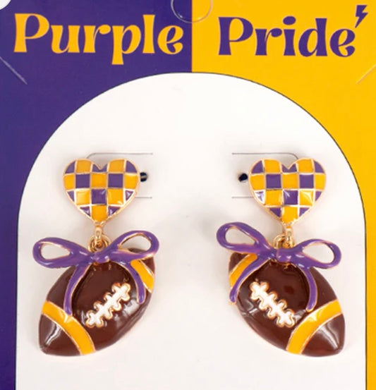 Purple Pride Heart & Bow Earring - Jolie Femme Boutique