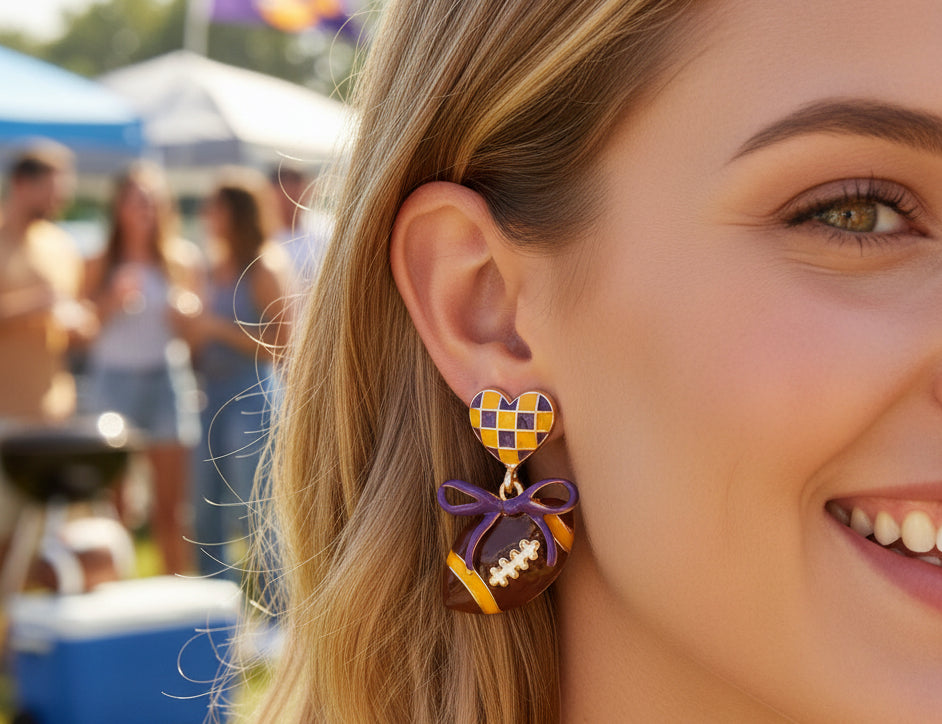 Purple Pride Heart & Bow Earring - Jolie Femme Boutique