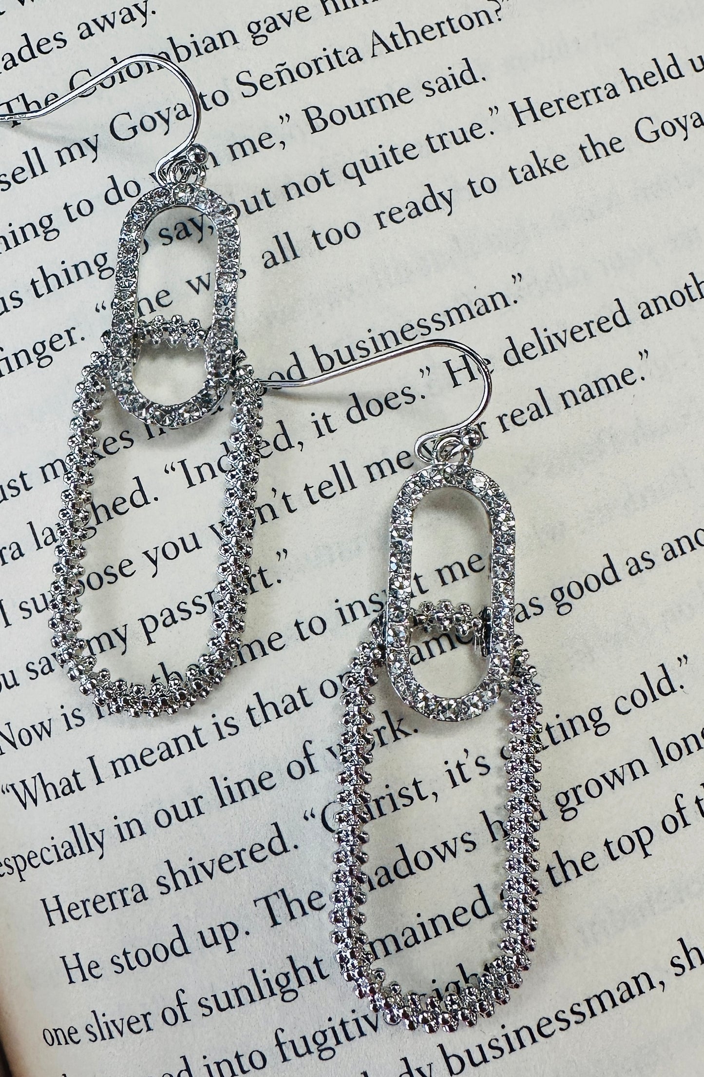 Silver Double Link Diamond Earring - Jolie Femme Boutique