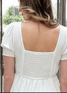 White Square Neck Ruffle Detail Tiered Mini Dress - Jolie Femme Boutique