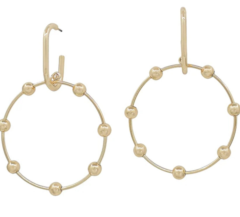 Gold Hoop W/Beaded Accent Earring - Jolie Femme Boutique