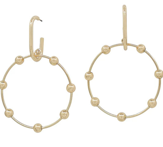 Gold Hoop W/Beaded Accent Earring - Jolie Femme Boutique