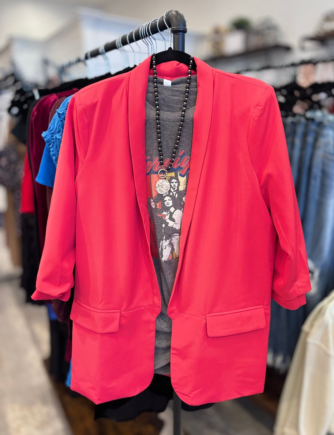 S&B BOYFRIEND BLAZER RED - Jolie Femme Boutique