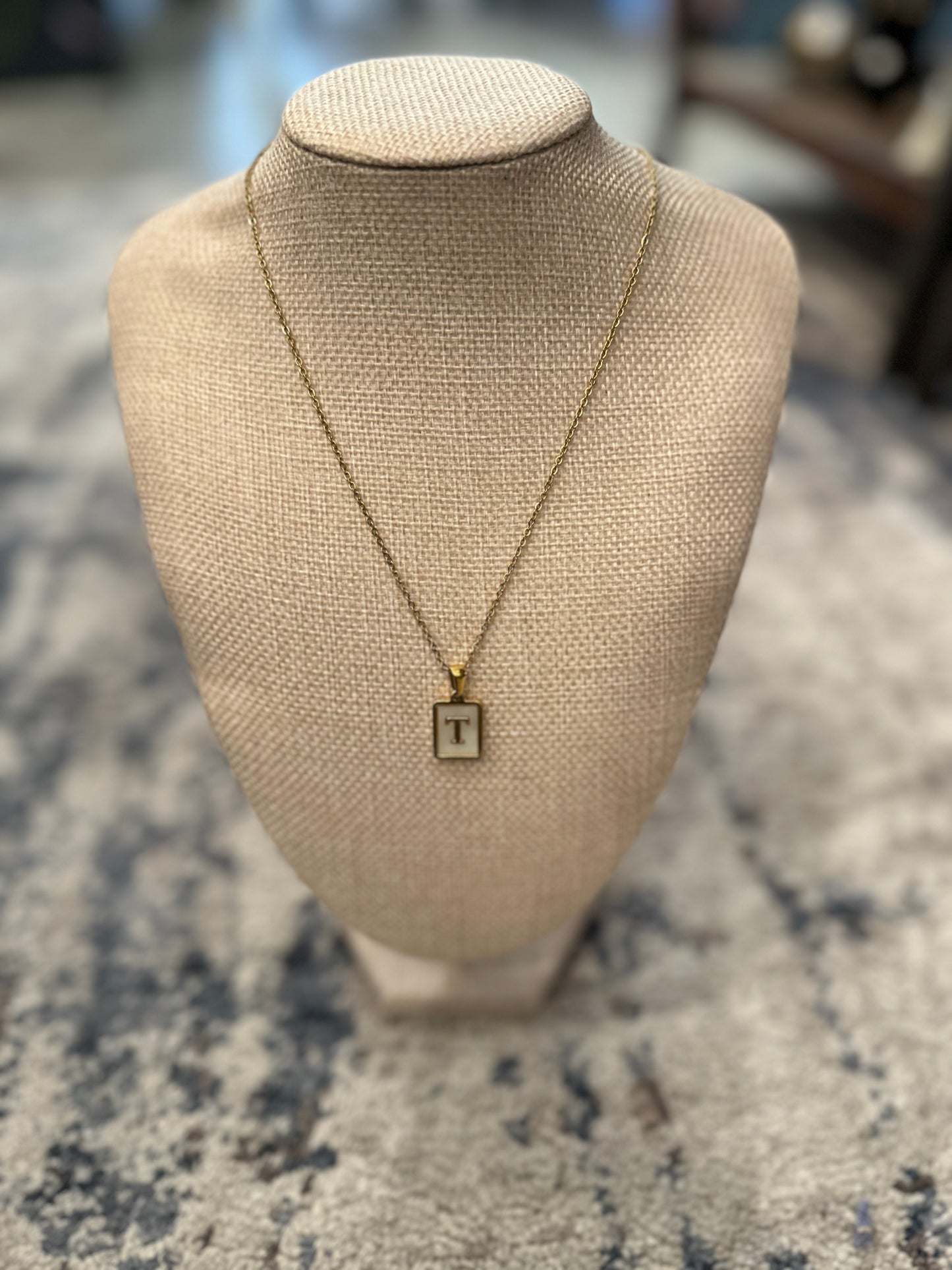 Mother Of Pearl Initial Necklace - Jolie Femme Boutique