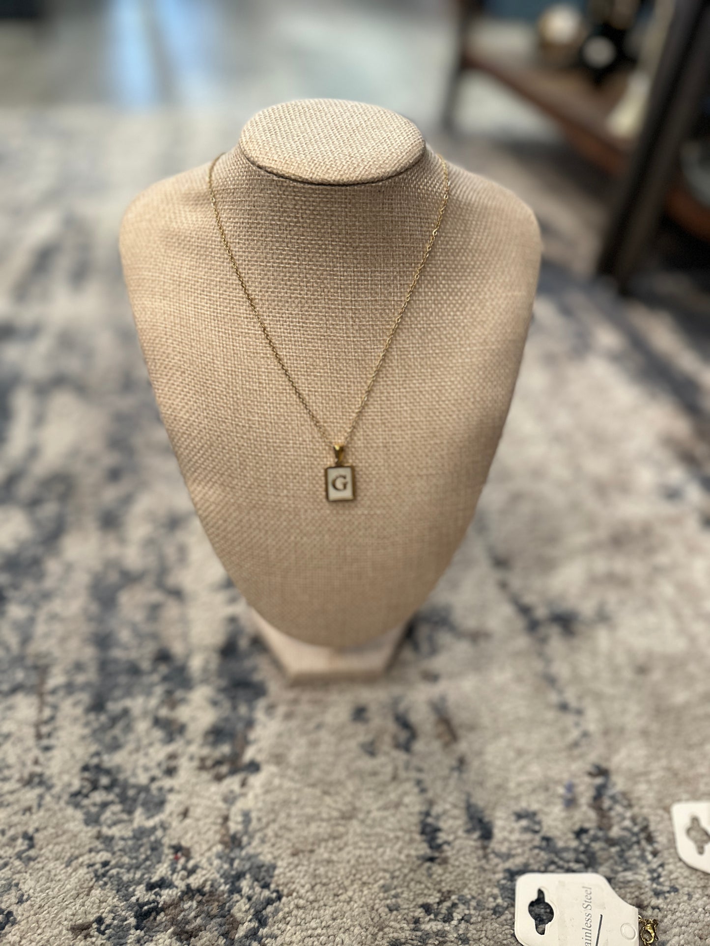 Mother Of Pearl Initial Necklace - Jolie Femme Boutique