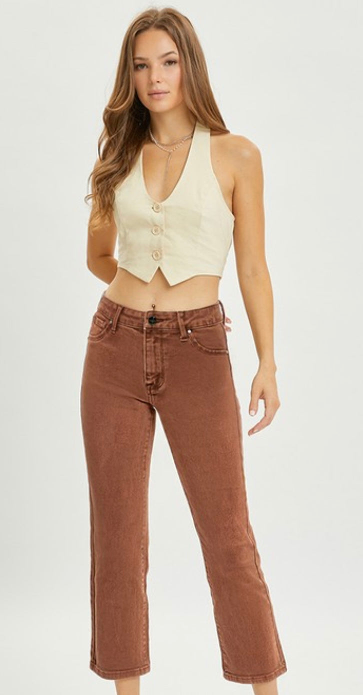 Mid-Rise Crop Straight Jean Espresso
