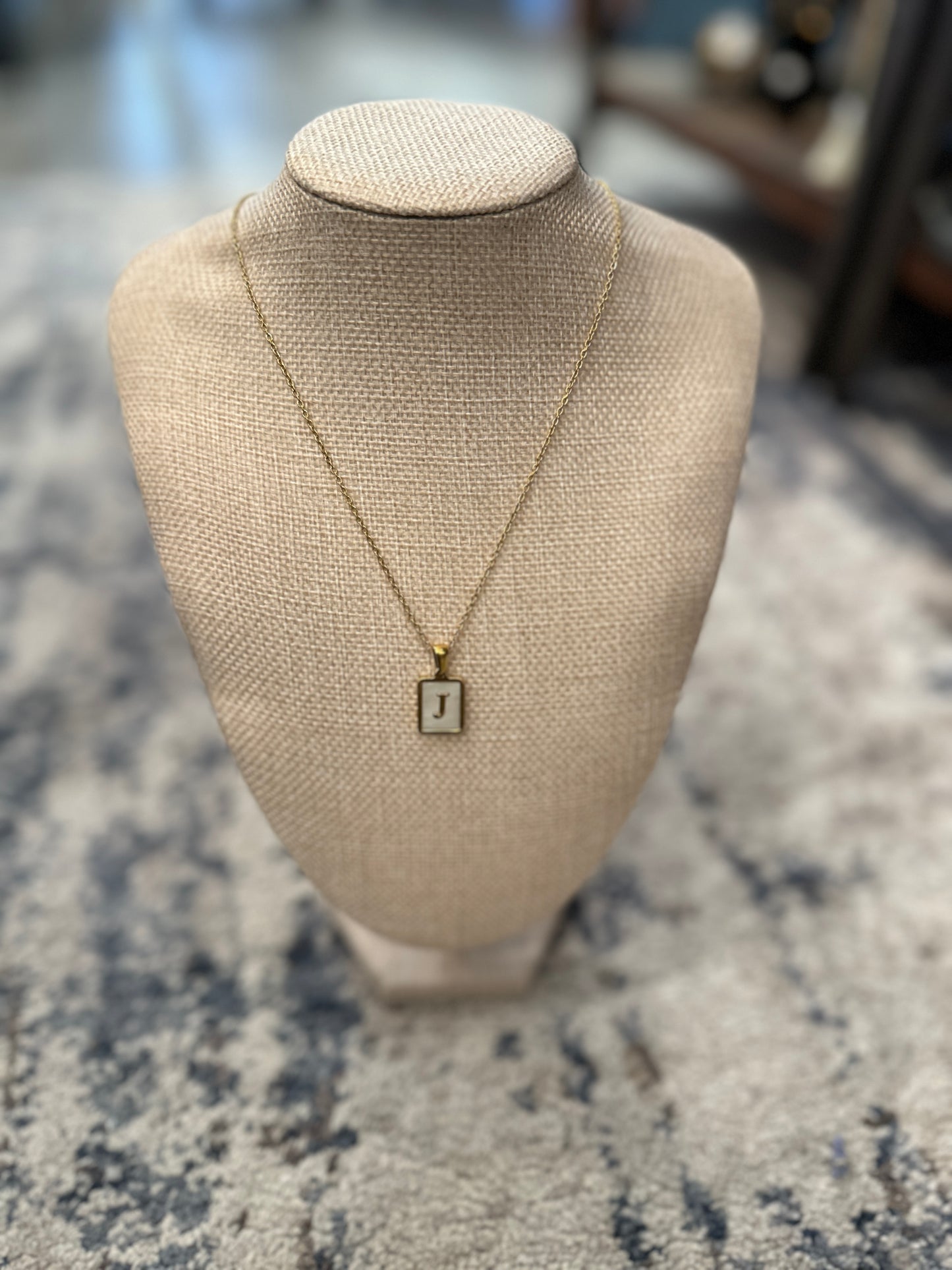 Mother Of Pearl Initial Necklace - Jolie Femme Boutique