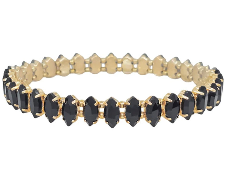 Marque Crystal And Gold Stretch Bracelet - Jolie Femme Boutique