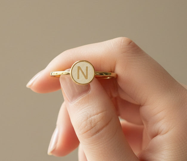 Dainty Initial Ring - Jolie Femme Boutique