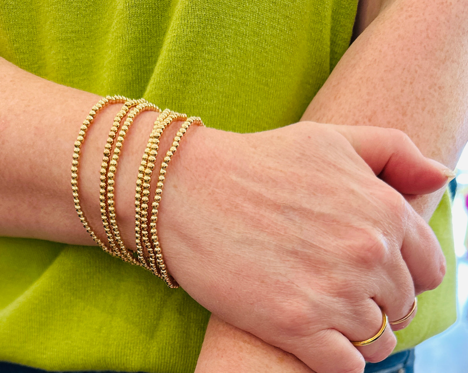 Tiny Gold Beaded Stretch Bracelet - Jolie Femme Boutique
