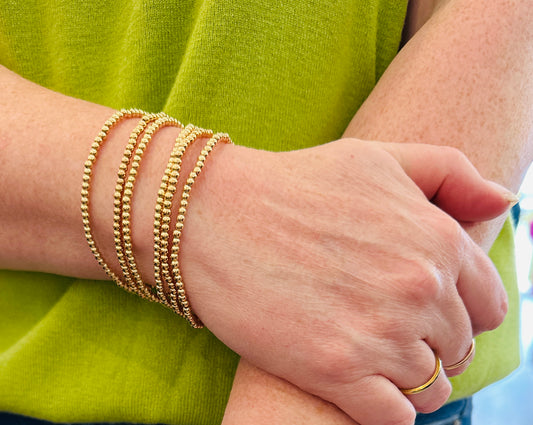 Tiny Gold Beaded Stretch Bracelet - Jolie Femme Boutique
