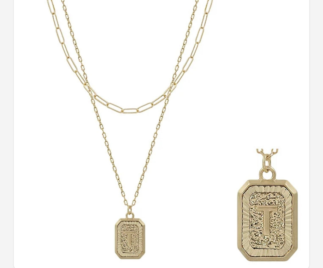 Gold Chain Layered Initial Necklace - Jolie Femme Boutique