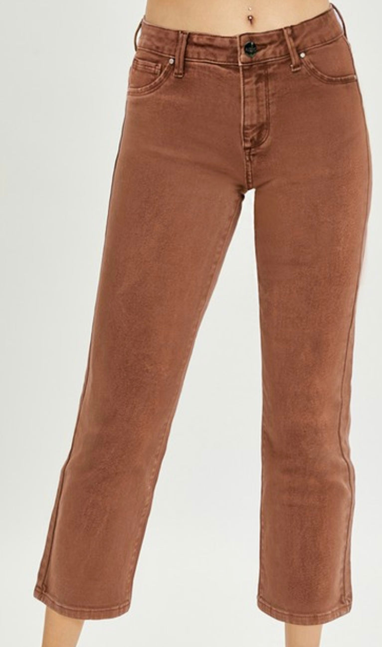 Mid-Rise Crop Straight Jean Espresso