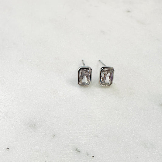 Rectangle Rhinestone Stud - Jolie Femme Boutique
