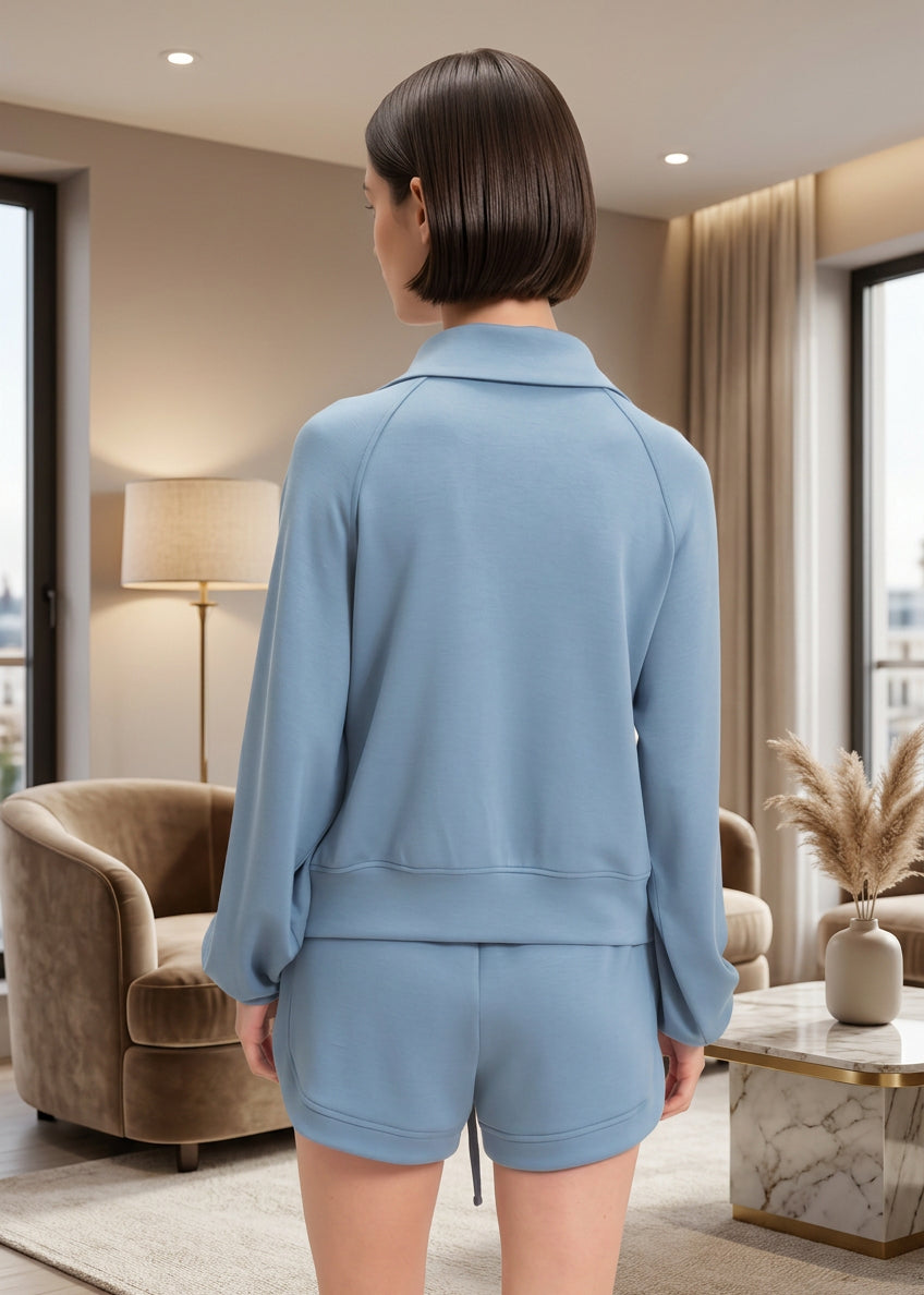 Half-Zip Collar Raglan Pullover
