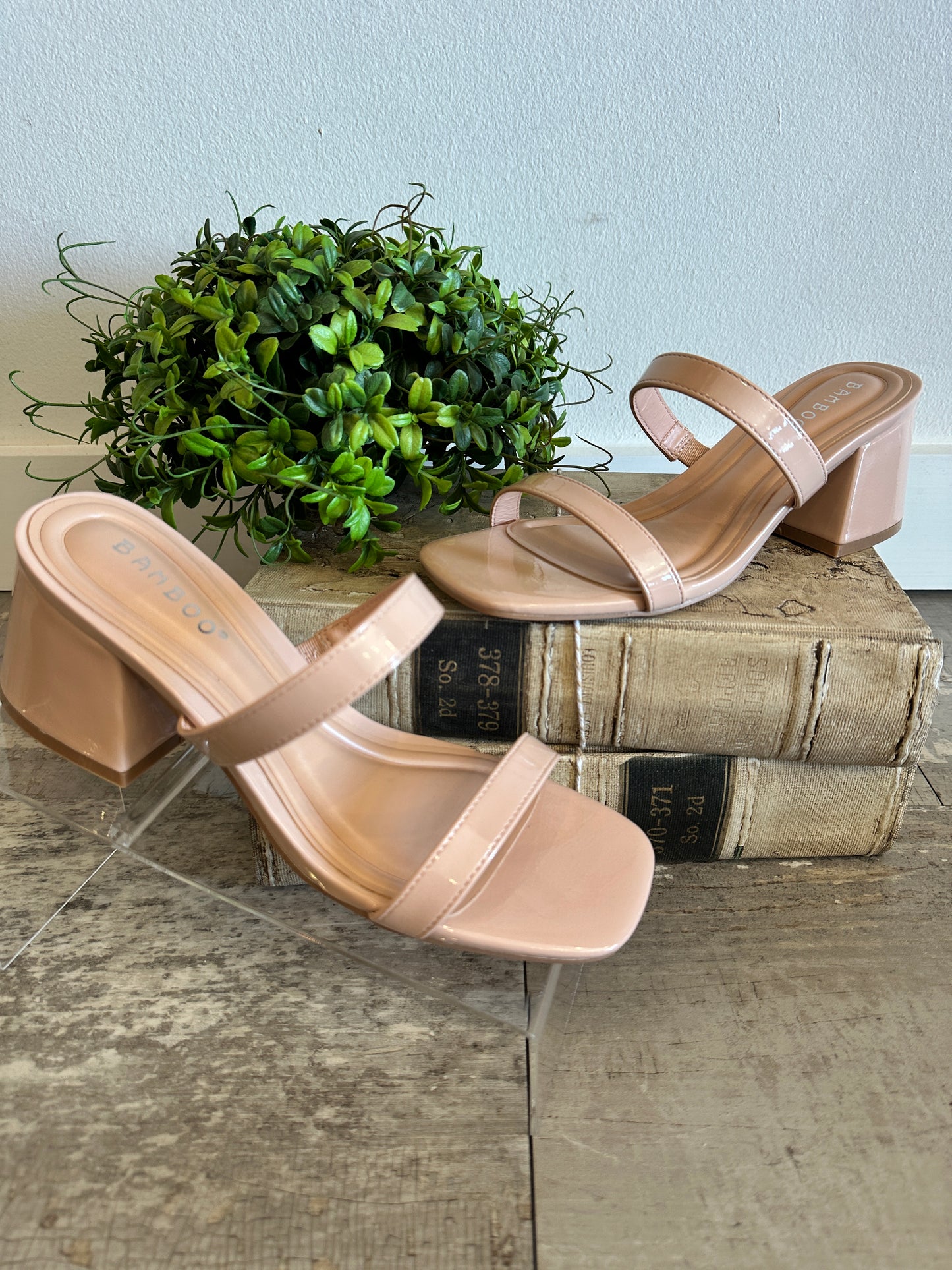 Bobbie 2 Strap Slide Nude Patent - Jolie Femme Boutique