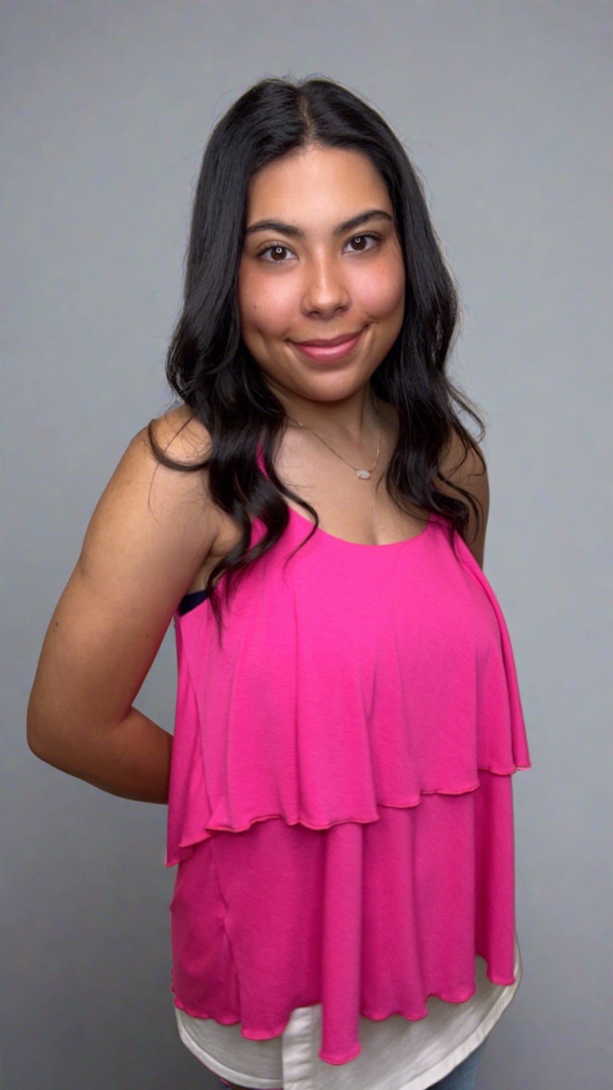 Fuchsia Layered Ruffle Tank - Jolie Femme Boutique