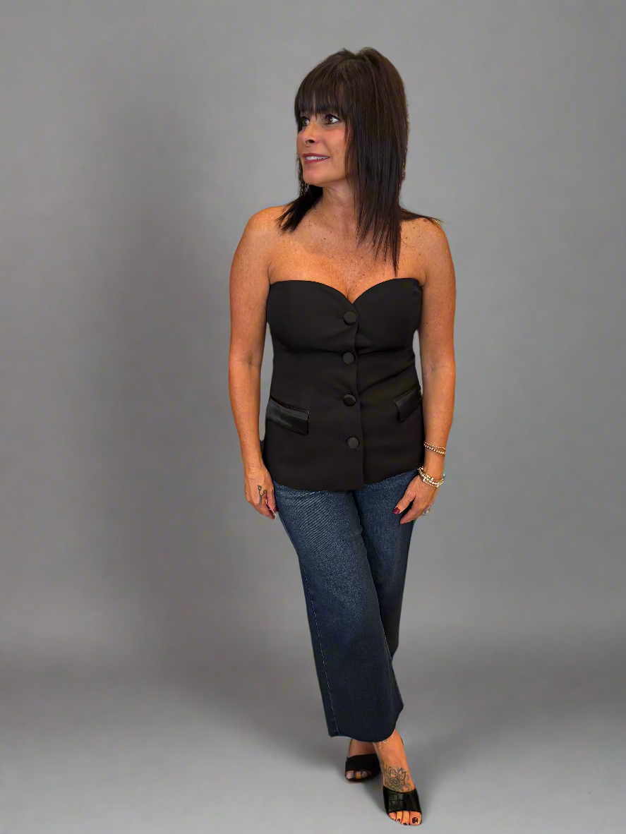 Black Sweetheart Tailored Tube Top