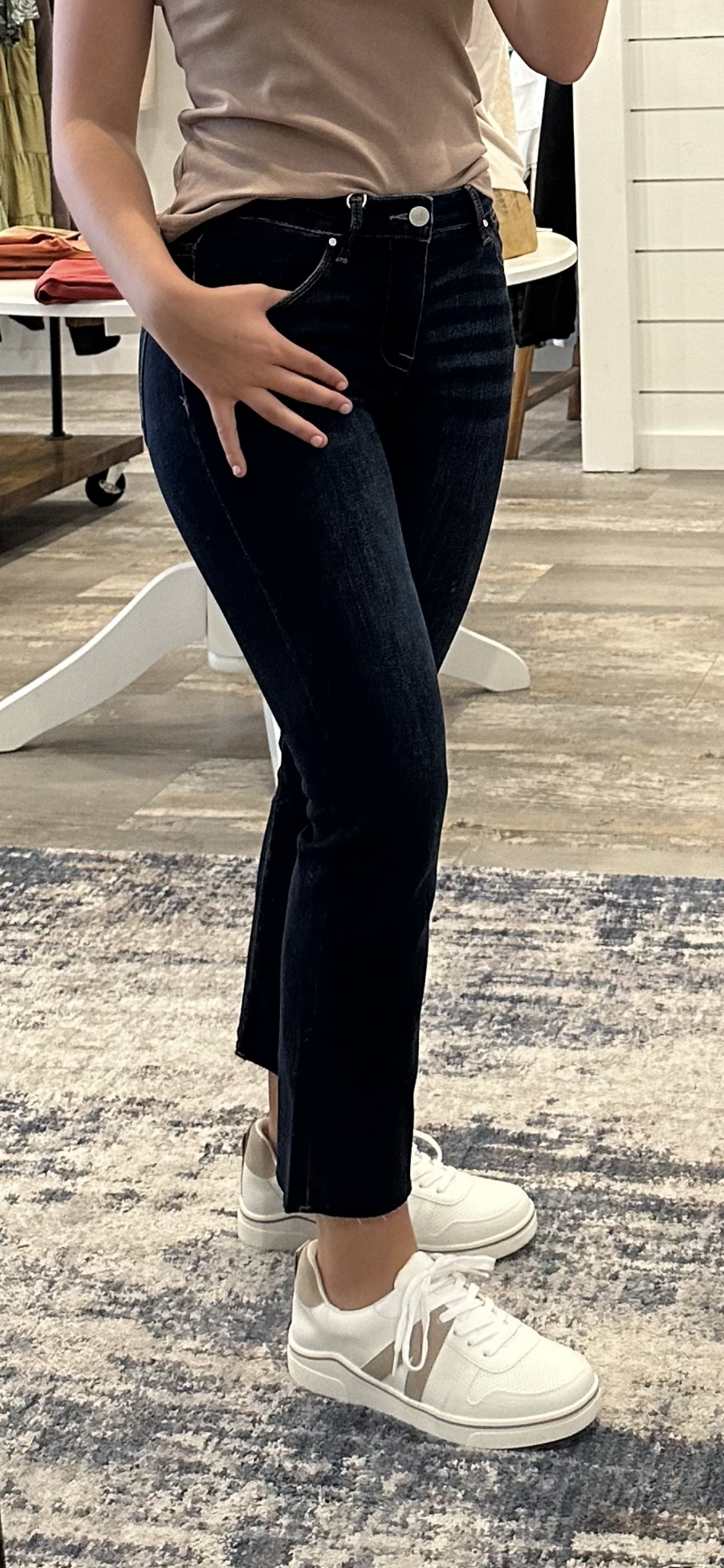 Risen Mid Rise Crop Straight Raw Hem Jean - Jolie Femme Boutique