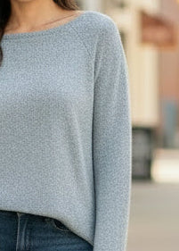 Light Knit Mélange Boat Neck Sweater