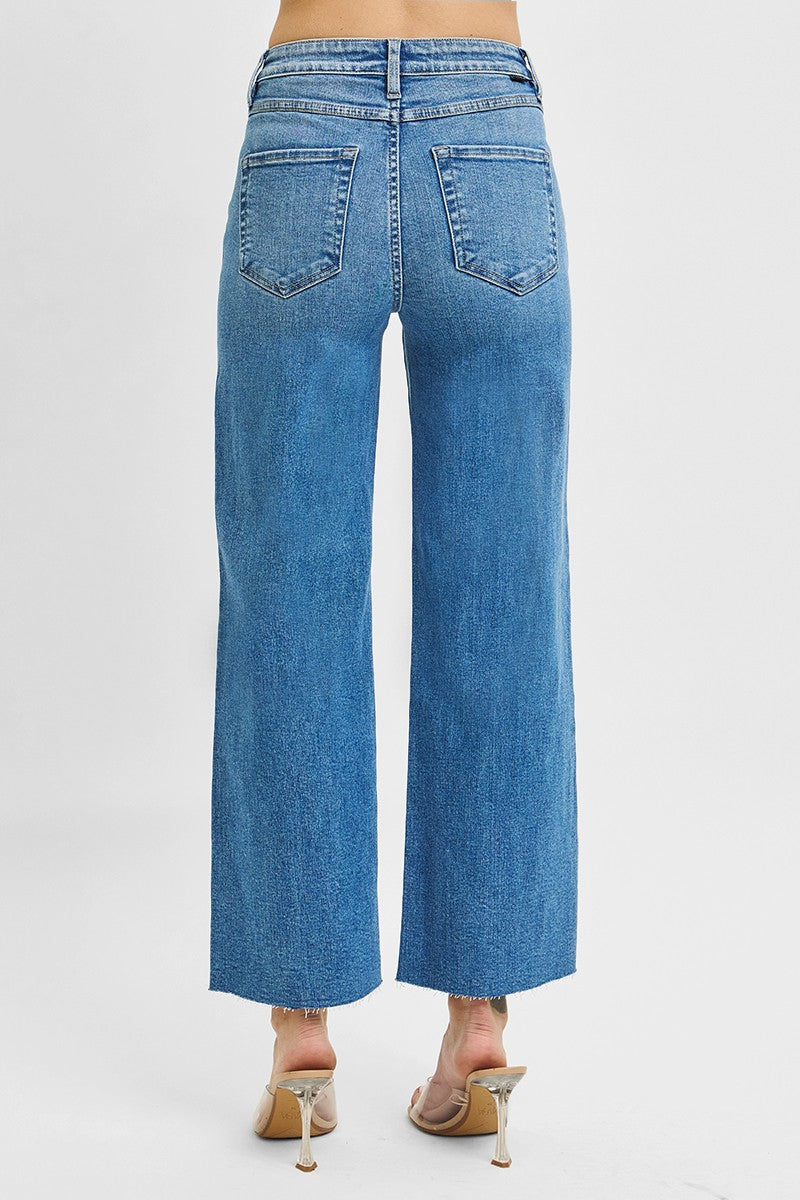 Tummy Control High Rise Crop Wide Leg Jean