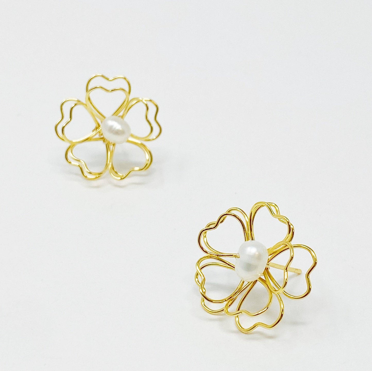Heart Petals With Freshwater Pearl Earrings - Jolie Femme Boutique