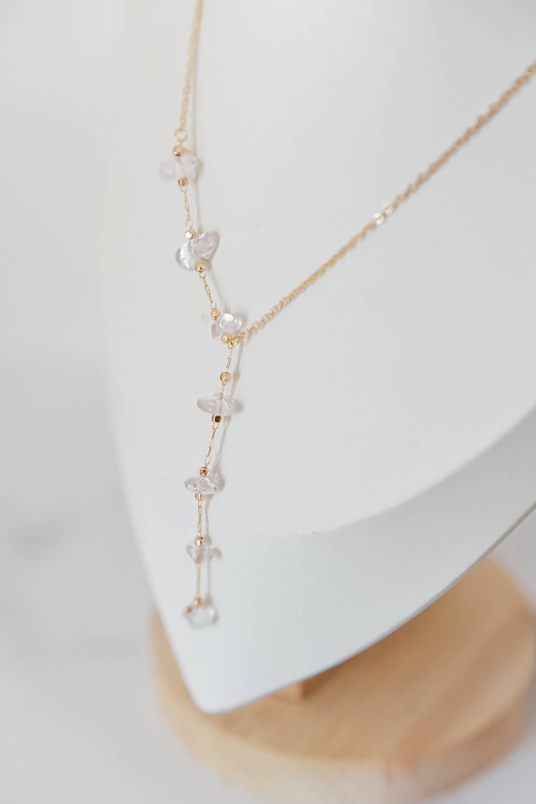 Bella Rey jewelry quartz clear gemstone necklace with a polished crystal pendant