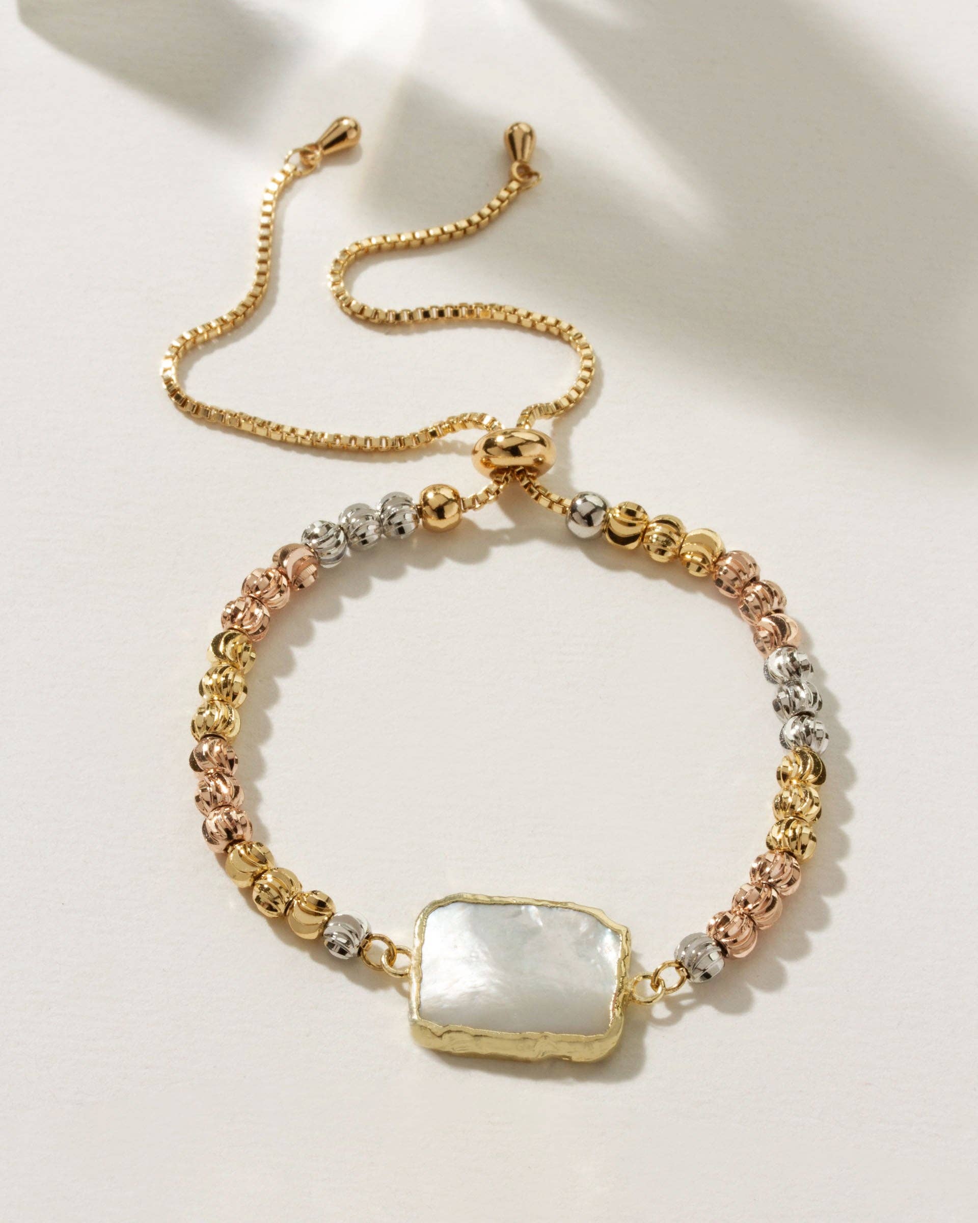 Tri-Tone Mother Of Pearl Bolo Bracelet - Jolie Femme Boutique