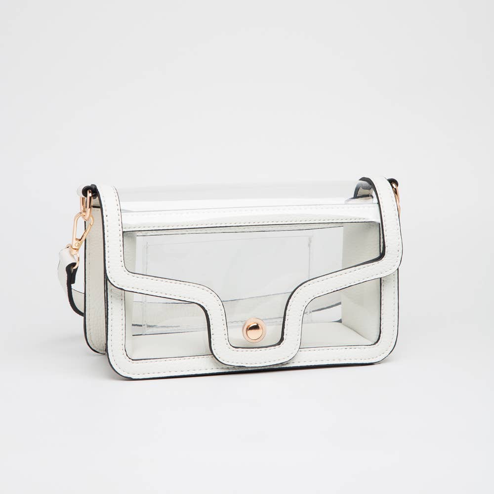 Queens Designs - Game Day Stadium Clear Envelope Shoulder Bags - White - Jolie Femme Boutique