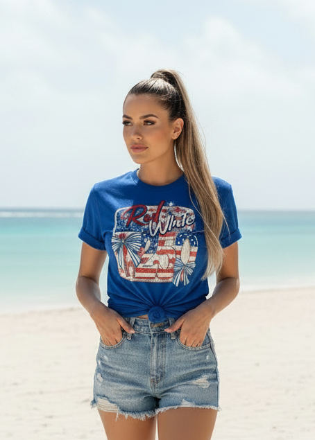 Southern Attitude Designs Inc - Red White and 250- Patriotic Graphic tee - Gildan Softstyle Royal XL Tee - Jolie Femme Boutique