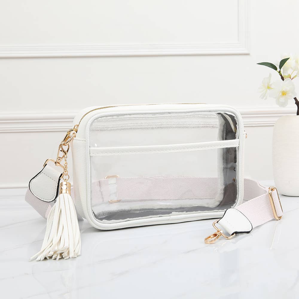Queens Designs - Game Day Stadium Rectangle Clear Bags - White - Jolie Femme Boutique