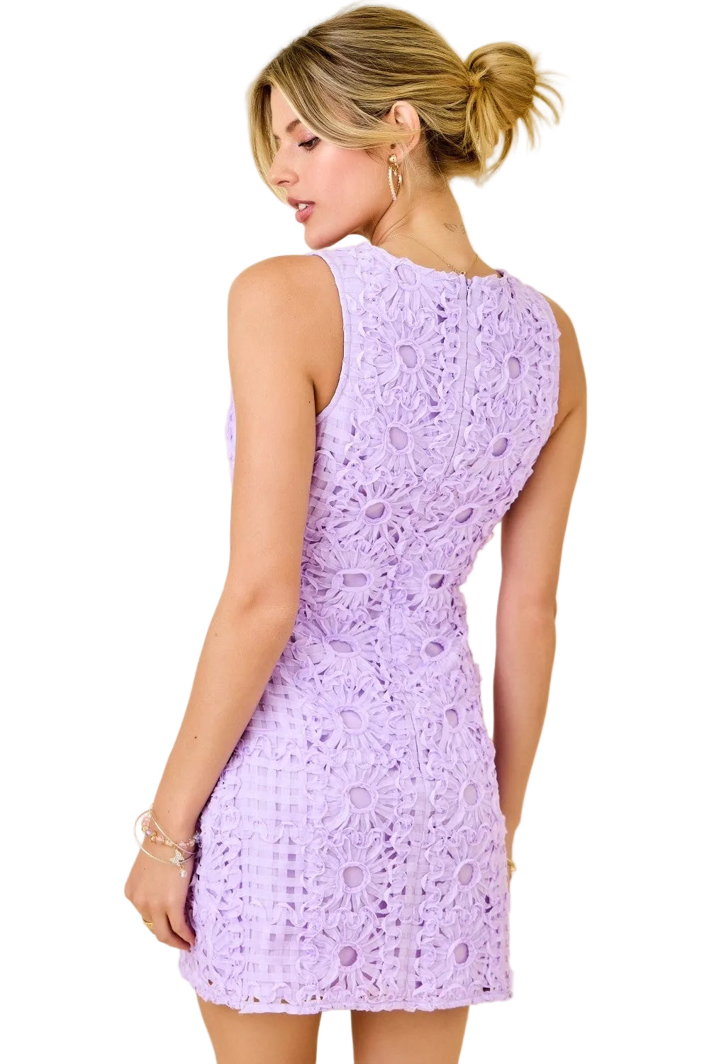 Lavender Floral Mesh Lave Dress