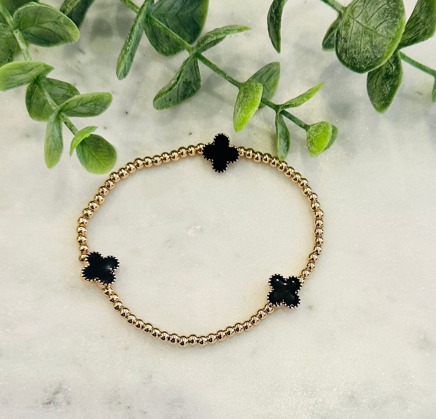 Mini Black Clover Stretch Bracelet