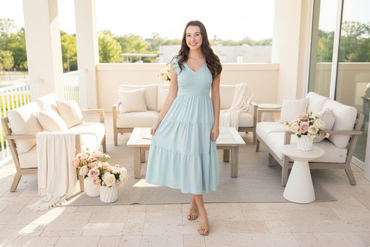 Light Blue Flutter Sleeve Maxi - Jolie Femme Boutique