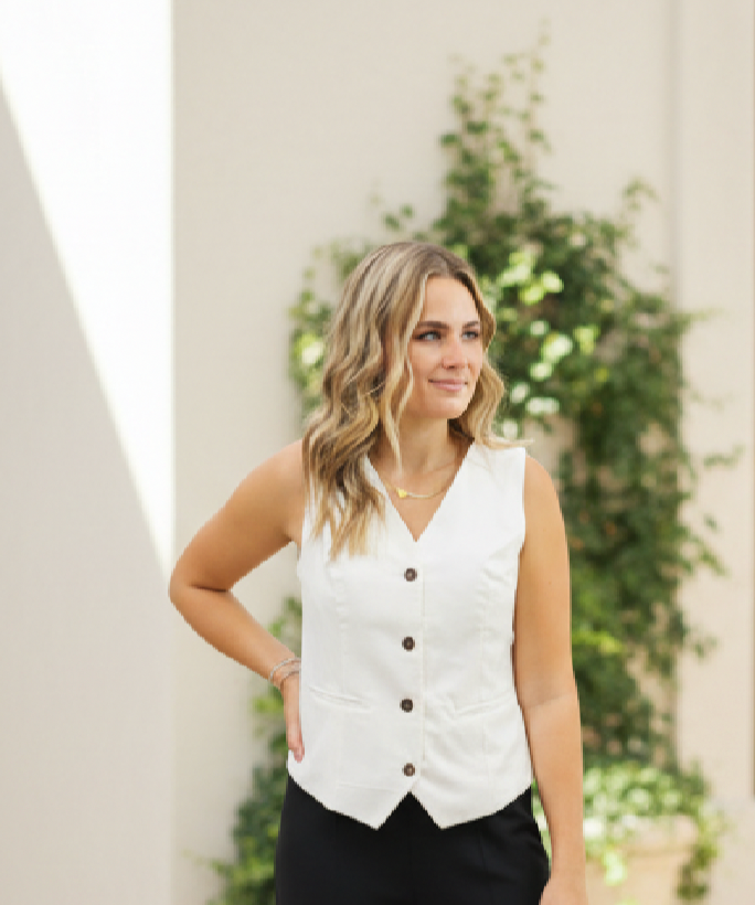 Cream Button Down Vest