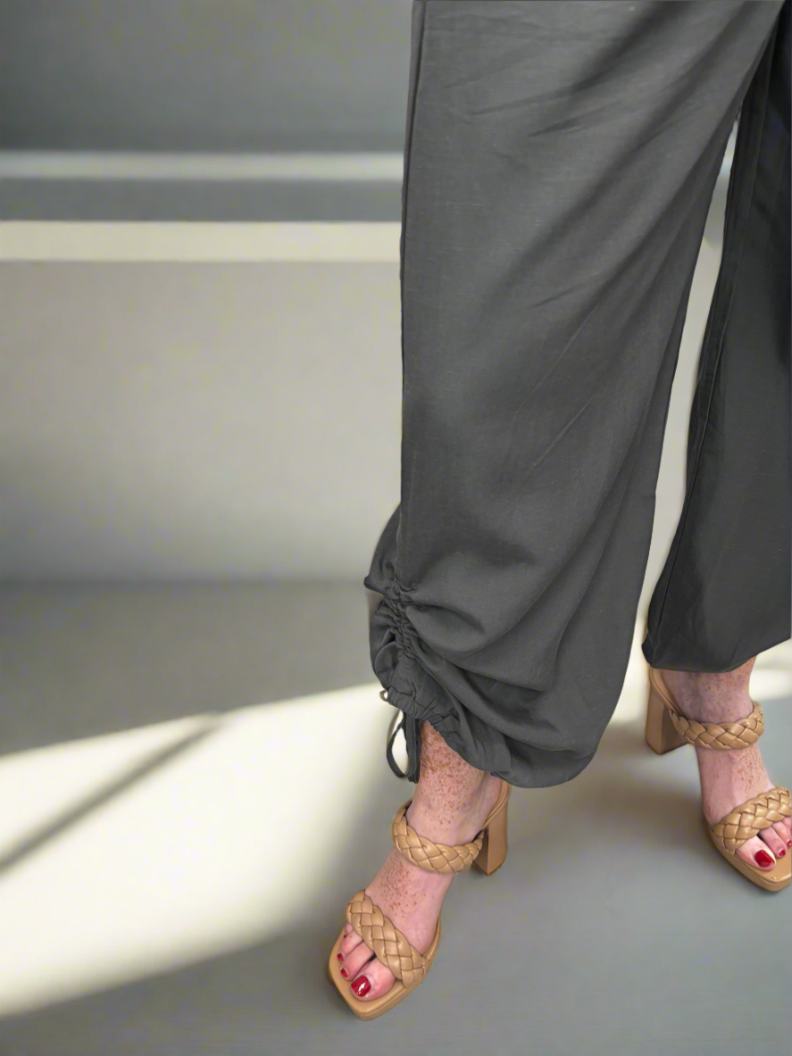 Charcoal Adjustable Ruched Pant - Jolie Femme Boutique