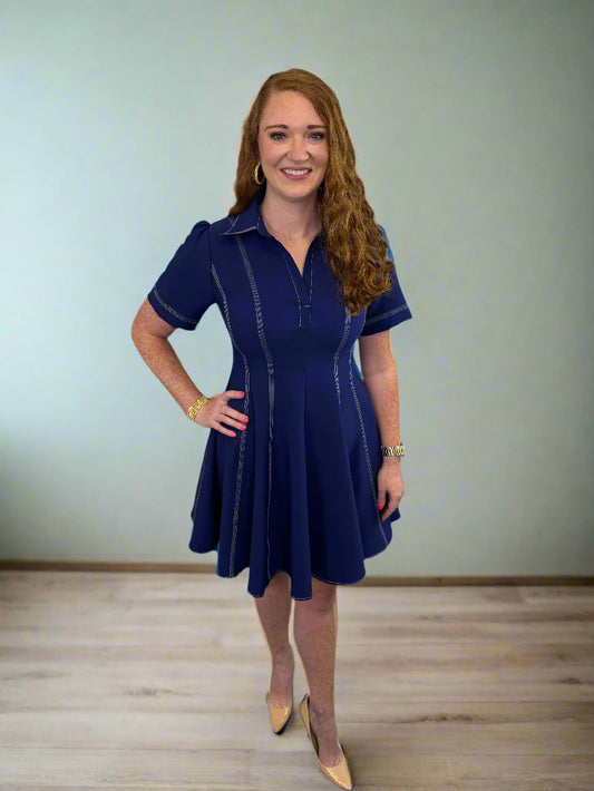 Polo Collar Skater Dress