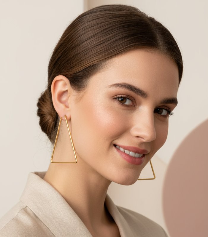 Gold Triangle Design Earring