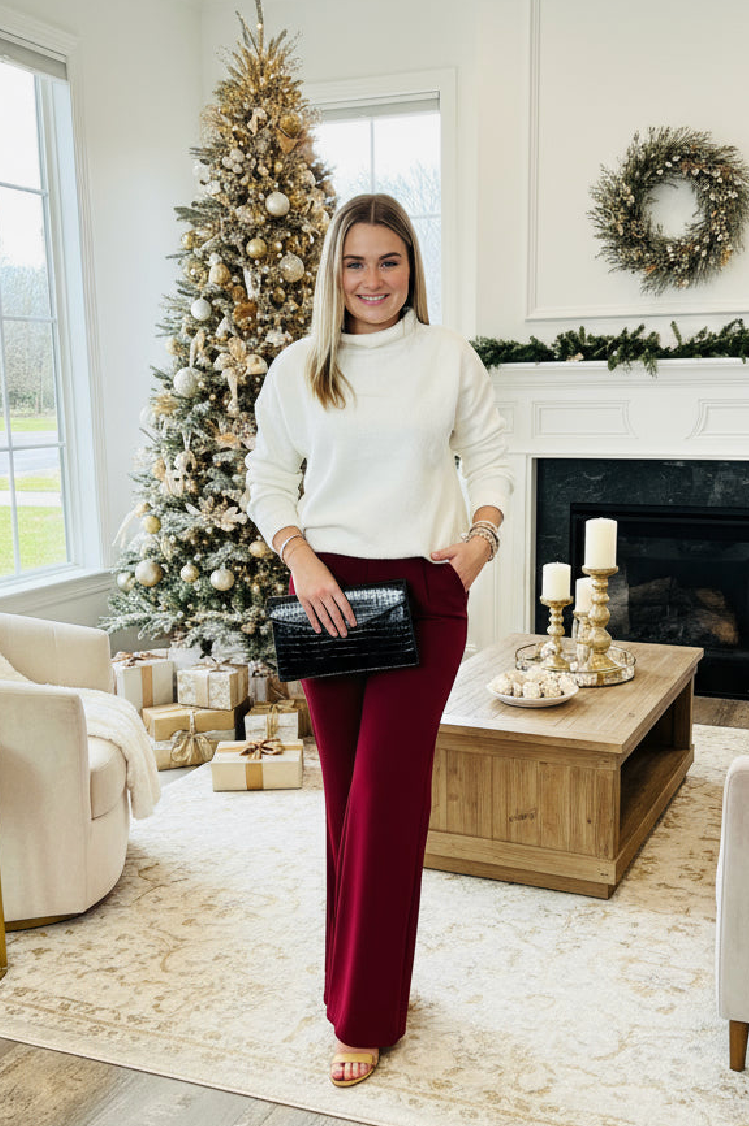 Burgundy Flare Trouser Pant