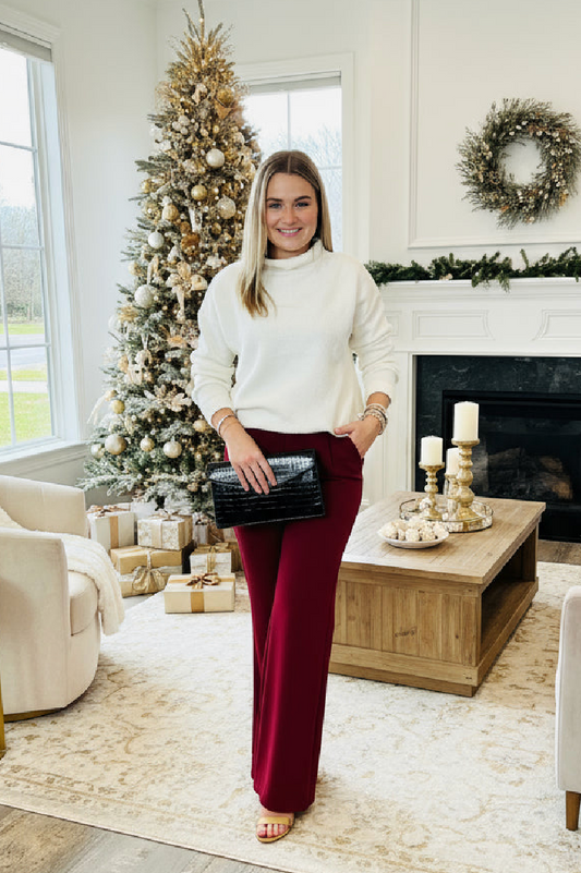 Burgundy Flare Trouser Pant