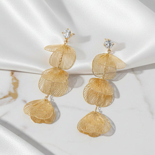 Gold Petal Drop Earrings